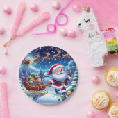 スリグと小妖精や小人クリスマスと陽気なサンタ ペーパープレート (パーティー)