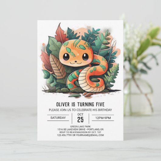 スリザリングPython野生生物誕生日招待状 招待状 (スタンド正面)