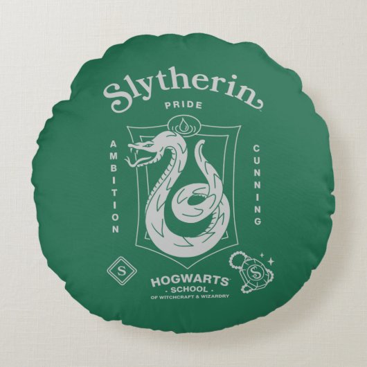 スリザリン™ 自慢  野心  狡猾  紋章 ラウンドクッション (正面)
