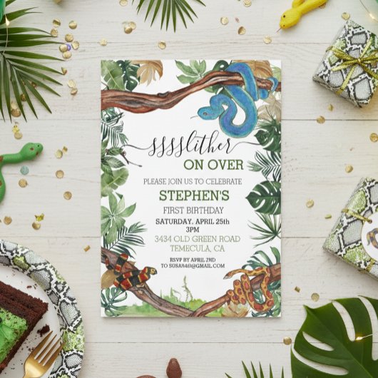 スリザーオンスネーク爬虫類愛誕生日 招待状