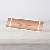 スリシンプルック銅茶色と金ゴールドメタリックのテクスチャ デスクネームプレート (正面)