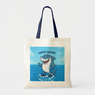 スリッおもしろいパーの漫画のサメ – Happy Shark トートバッグ