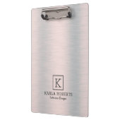 スリックな金属銀ブラシ付きアルミニウム背景 クリップボード (左)