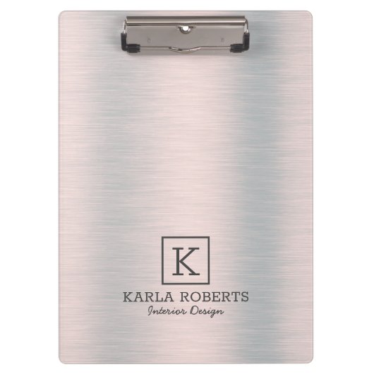 スリックな金属銀ブラシ付きアルミニウム背景 クリップボード (正面)