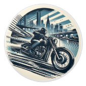 スリックオートバイブルーダートバイクバイクもしくは自転車に乗る人 セラミックノブ (正面)