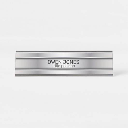 スリックグレーメタル デスクネームプレート (正面)