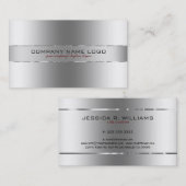 スリックモダンシルバー灰色ステンレス鋼ルック 名刺 (正面/裏面)