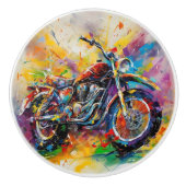 スリックレインボーオートバイダートバイクバイクもしくは自転車に乗る人 セラミックノブ (正面)