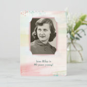 スリットコーナーフレーム付き水彩誕生日パーティー 招待状 (スタンド正面)