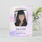 スリットフレーム付き卒業パステル透かし色 招待状 (スタンド正面)