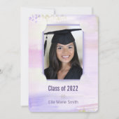 スリットフレーム付き卒業パステル透かし色 招待状 (正面)