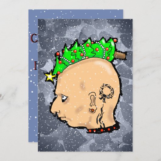 スリッパーウィンドウでかわいいパンククリスマス シーズンカード (正面/裏面)