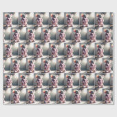 スリッパ付きピンクのローブを着たネズミ ラッピングペーパー (フラット)