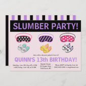 スリッパ&アイマスクスランバーパーティー誕生日パーティー 招待状 (正面/裏面)