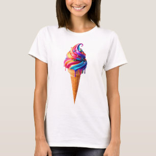 スリッピージョーのカラフルなアイスクリームコーンの定番 Tシャツ