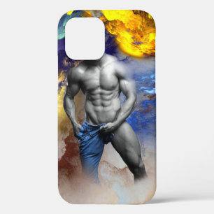 スリッピージョーのグレースケールのマッチョな男性の体型 黄色 iPhone 12 PROケース