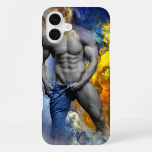 スリッピージョーのグレースケールの筋肉質な男性の体型 黄色 iPhone 16 PLUSケース