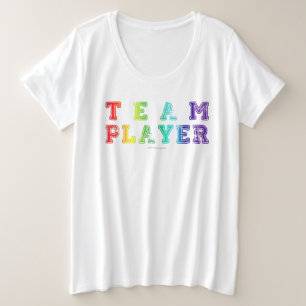 スリッピージョーのチームプレイヤーはなめらかな虹色グラデーション プラスサイズTシャツ