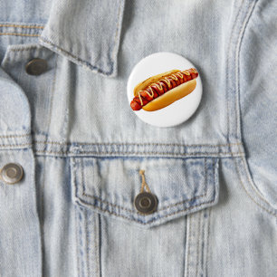 スリッピージョーの夏のBBQムード満載のホットドッグが優しく包まれてる 缶バッジ