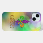 スリッピージョーの華やかなマルディグラの紫色のグリーン Case-Mate iPhoneケース (裏面 (横))