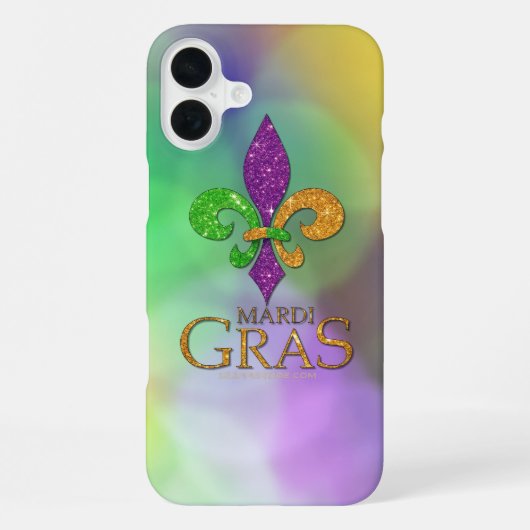 スリッピージョーの華やかなマルディグラ紫のグリーン iPhoneケース (裏面)
