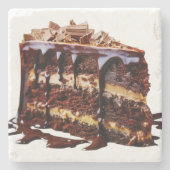 スリッピージョーの贅沢な多層チョコレートケーキ ストーンコースター (正面)
