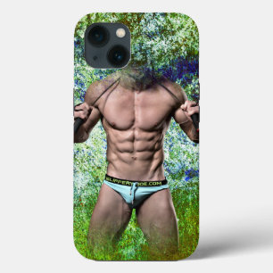 スリッピージョーの非常に筋肉質な大人男性が上半身裸で iPhone 13ケース