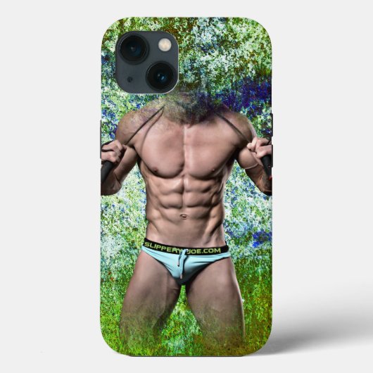 スリッピージョーの非常に筋肉質な大人男性が上半身裸で Case-Mate iPhoneケース (裏面)