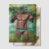 スリッピージョーの非常に筋肉質な大人男性の上半身裸の ベラム紙招待状 (オフセット (カップル))