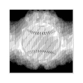 スリッピージョーの黄色いソフトボールが猛烈な勢いで燃えながら激しく飛ぶ ラバースタンプ (インプリント)