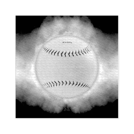 スリッピージョーの黄色いソフトボールが猛烈な勢いで燃えながら激しく飛ぶ ラバースタンプ (インプリント)