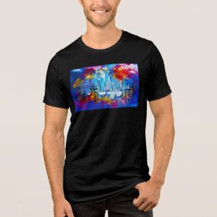 スリッピージョーNYCグラフィティ月を中心に渦巻く トライブレンドTシャツ