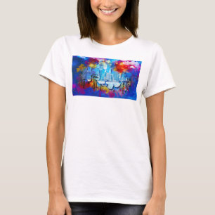スリッピージョーNYCグラフィティ月を中心に渦巻く Tシャツ