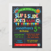 スリップまたは滑ることスポーツ誕生日Bashの原色 招待状 (正面)