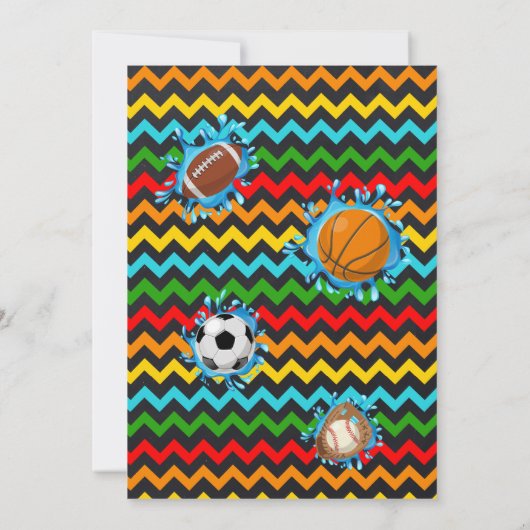 スリップまたは滑ることスポーツ誕生日Bashの原色 招待状 (裏面)
