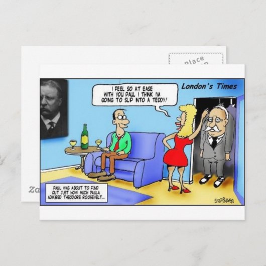 スリップまたは滑ることテディにルーズベルトおもしろいギフトのマグカップなど ポストカード (正面/裏面)