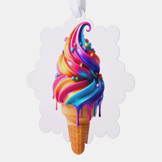 スリップリージョーのカラフルなアイスクリームコーンのフードクラシック オーナメントカード (左)