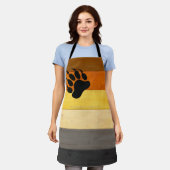 スリップリージョーのクマプライド旗の木製床テクスチャ エプロン (着用した状態)