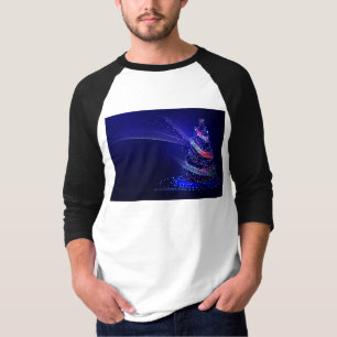 スリップリージョーのクリスマスツリー デジタル 半透明な赤 Tシャツ