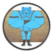 スリップリージョーのゲイマッスルベア カートゥーン サンゴムレザー アイスホッケーパック (正面)