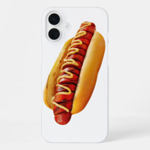 スリップリージョーのサマーBBQムードのホットドッグが柔らかなパンに優しく包まれている iPhone 16 PLUSケース