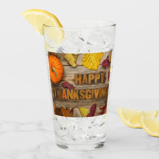 スリップリージョーのハッピースタンクスギビングのかぼちゃ乾燥葉 タンブラーグラス (アイス正面)