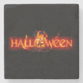 スリップリージョーのハロウィン巨大な炎の文字のカ ストーンコースター (正面)