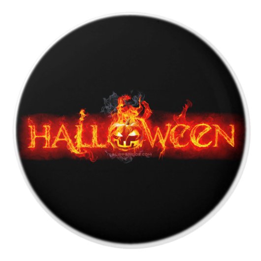 スリップリージョーのハロウィン巨大な炎の文字のカ セラミックノブ (正面)