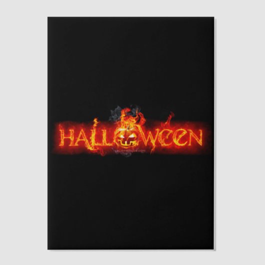 スリップリージョーのハロウィン巨大な炎の文字のカ ベラム紙招待状 (正面)