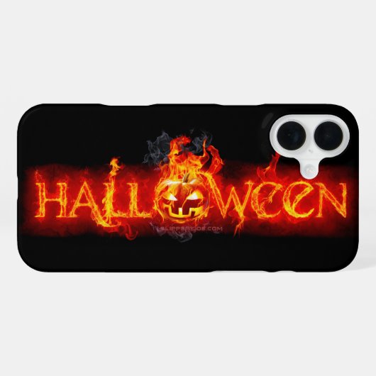 スリップリージョーのハロウィン巨大な炎の文字のカ iPhoneケース (裏面横)