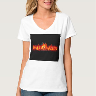 スリップリージョーのハロウィン巨大な炎の文字のカ Tシャツ