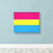 スリップリージョーのパンスекシャルプライド旗：ピンク、琥珀、シアンのストライプ キャンバスプリント (インサイチュ (ウッドフロア))