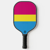 スリップリージョーのパンスекシャルプライド旗：ピンク、琥珀、シアンの縞模様 ピックルボールラケット (裏面)