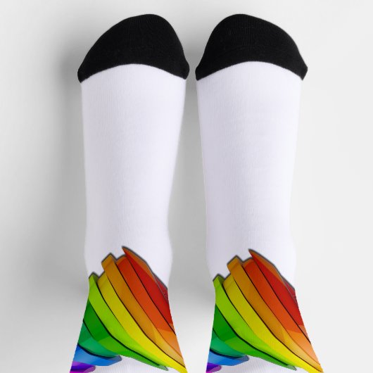 スリップリージョーのプライド ハート型 複数の水平レイヤー 光沢のある反射素材 キラキラとした立体的 ソックス (上部)